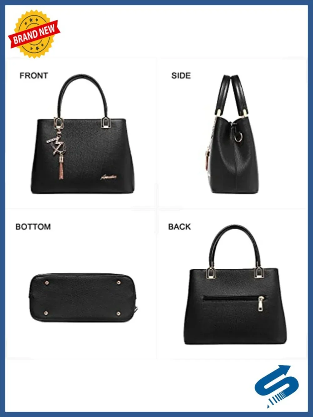 PU Leather Satchel Tote Bag with Removable Shoulder Strap